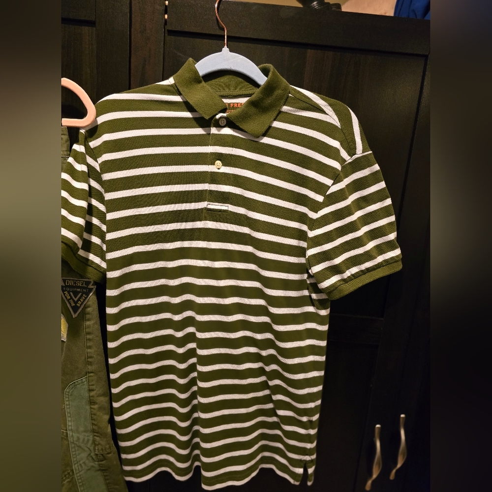 BOYS Lot of 2 Diesel Army Green Jeans w/ Patches Joe Fresh Size Small Polo Shirt - Picture 7 of 8